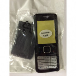 Façade Complète Compatible pour Nokia 6300 - Noir et Gris (Avec Clavier)