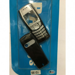 Façade Complète Compatible pour Nokia 6610i - Noir et Gris (Clavier Gris)