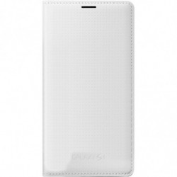 Etui Wallet Porte-carte avec Rabat Latéral d'Origine Samsung pour Galaxy S5 - Motif Punching Blanc