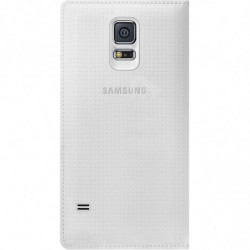 Etui Wallet Porte-carte avec Rabat Latéral d'Origine Samsung pour Galaxy S5 - Motif Punching Blanc