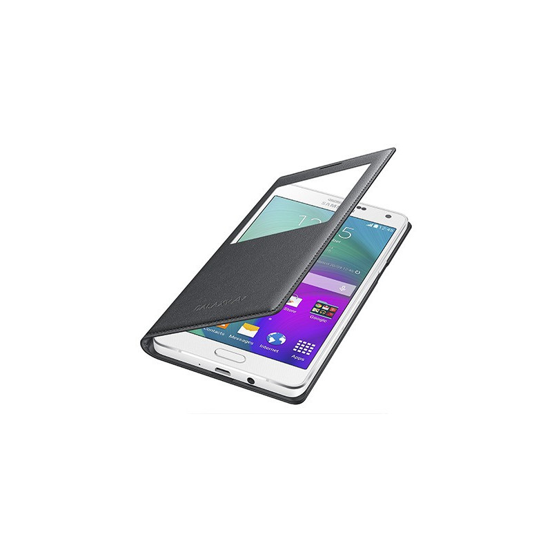 Etui S View Cover avec Rabat Latéral à Découpe Fenêtrée d'Origine Samsung pour Galaxy A7 (2015) - Charbon
