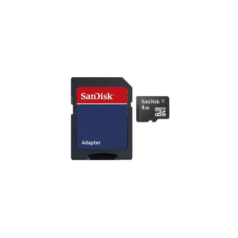 Carte Mémoire Micro SD sandisk 4Go Classe 4 + Adaptateur SD