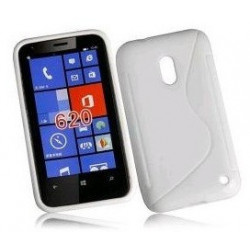 Coque Semi-Rigide en TPU - Design S-Case pour Nokia Lumia 620 - Blanc