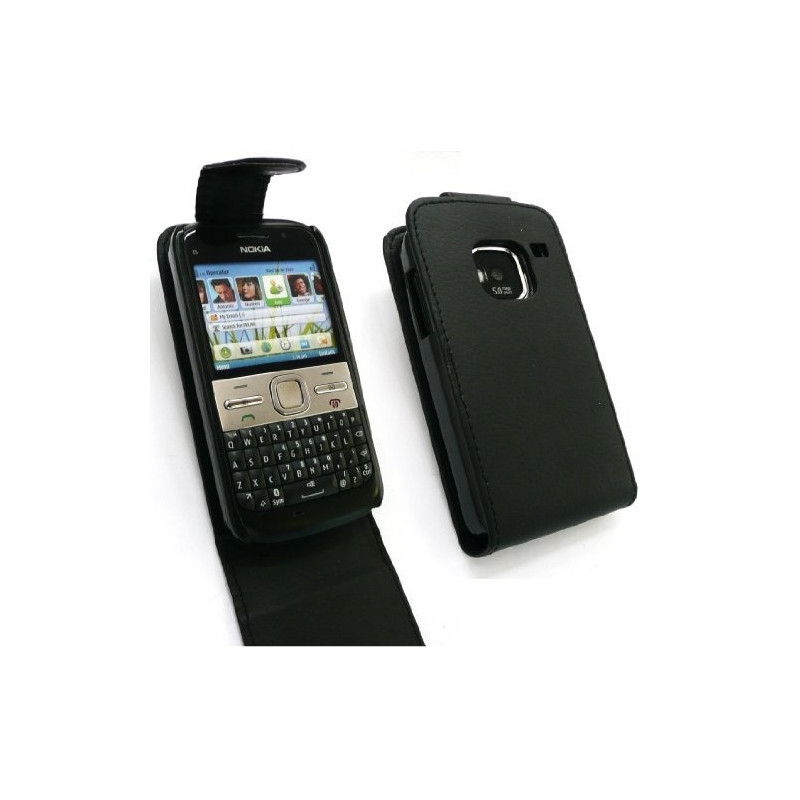 Housse Étui rigide à Rabat avec Languette aimantée pour Nokia E5 - Noir