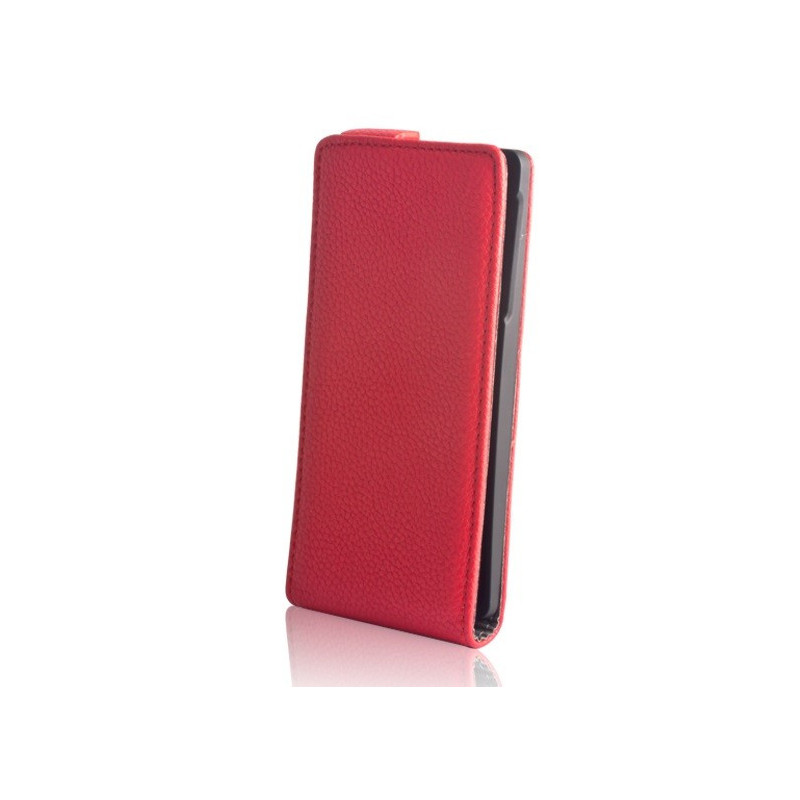 Housse Étui rigide à Rabat avec Petite Languette aimantée avec support pour visionnage pour Nokia Lumia 520 - Rouge