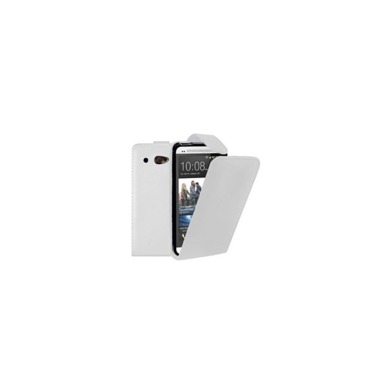 Housse Étui rigide à Rabat avec Languette aimantée pour HTC One - Blanc