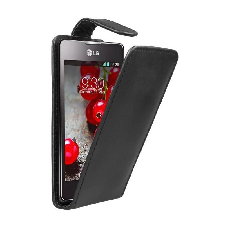 Housse Étui rigide à Rabat avec Languette aimantée pour LG Optimus L5 II E460 - Noir