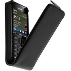 Housse Étui Ultra-Fin à Rabat avec fermeture magnétique pour Nokia 206 - Noir