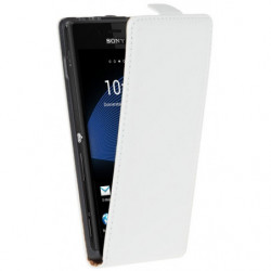 Housse Étui Ultra-Fin à Rabat avec fermeture magnétique pour Sony Xperia T - Blanc