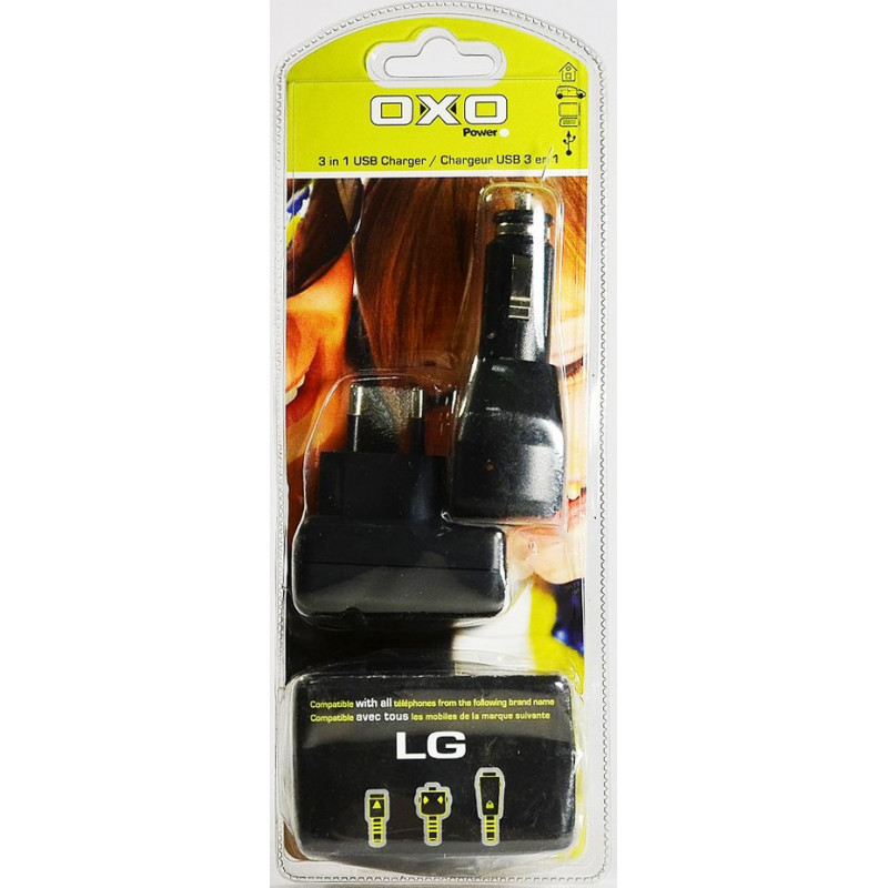 OXO POWER Chargeur USB 3 En 1 (Secteur, Allume-cigare,USB) pour LG