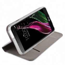 Housse Etui Folio Série Smart Magnet pour LG X screen - Argent