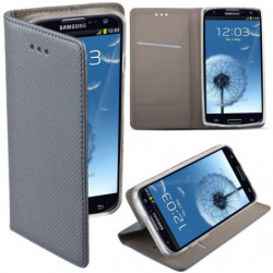 Housse Etui Folio Série Smart Magnet pour Samsung Galaxy S3 - Gris