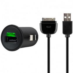 Micro Chargeur Allume-cigare USB + Câble USB BELKIN F8Z571cw03 pour Apple iPhone 3G/3GS/4/4S/iPad/iPad 2/iPad 3 - Noir