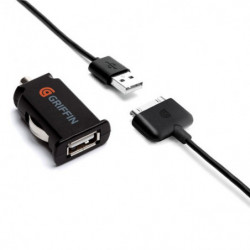 Micro Chargeur Allume-cigare USB + Câble USB GRIFFIN pour Apple iPhone 3G/3GS/4/4S/iPad/iPad 2/iPad 3 - Noir