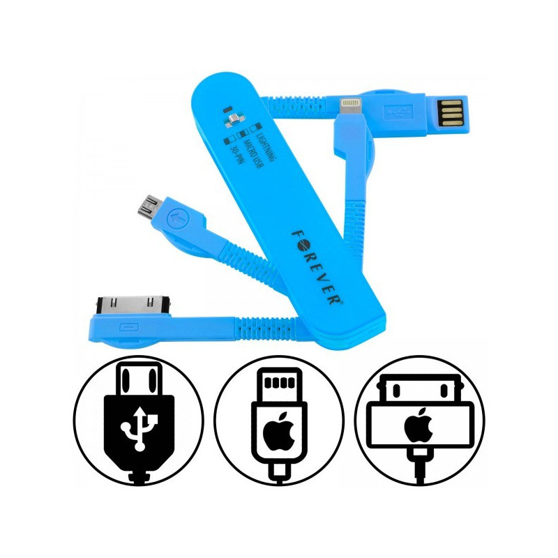 Cable USB 3en1 Forever MicroUSB/Apple...
