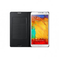 Etui Wallet Porte-carte avec Rabat Latéral d'Origine Samsung pour Galaxy Note 3 - Motif Moschino - Noir