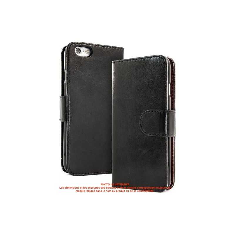 2 en 1 Housse Etui Folio + Coque Magnétique détachable avec rangements cartes pour Samsung Galaxy S7 - Noir