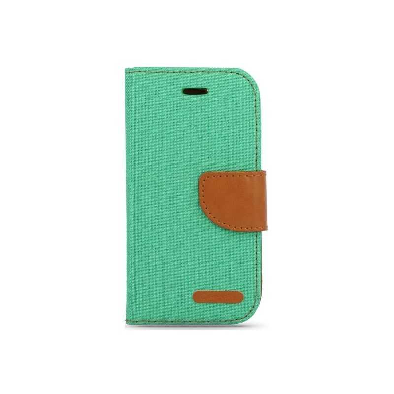 Housse Etui Folio Revêtement en Tissu Série Canvas pour LG K4 - Vert/Marron