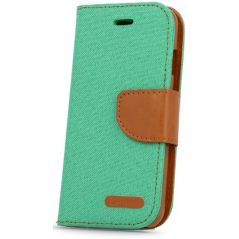 Housse Etui Folio Revêtement en Tissu Série Canvas pour LG K4 - Vert/Marron