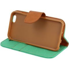 Housse Etui Folio Revêtement en Tissu Série Canvas pour LG K4 - Vert/Marron