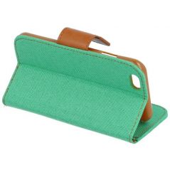 Housse Etui Folio Revêtement en Tissu Série Canvas pour LG K4 - Vert/Marron