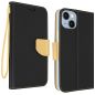 Housse Etui Folio Série Smart Fancy pour Apple iPhone 15 - Noir/Or