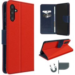 Housse Etui Folio Série Smart Fancy pour Samsung Galaxy A35 5G - Rouge/Bleu