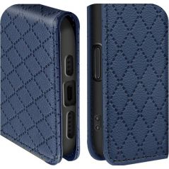 Housse Etui Folio Losange Portefeuille Aimanté pour Apple iPhone 16 Pro - Bleu Marine