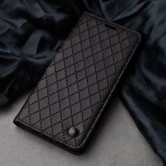 Housse Etui Folio Losange Portefeuille Aimanté pour Motorola Edge 40 Neo - Noir