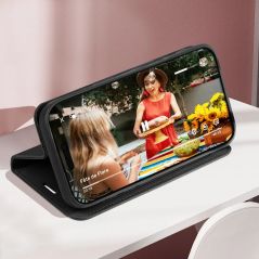 Housse Etui Folio Losange Portefeuille Aimanté pour Motorola Edge 40 Neo - Noir