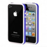 Bumper bicolore avec Boutons Argentés pour Apple iPhone 4/4S - Bleu Roi et Blanc