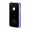 Bumper bicolore avec Boutons Argentés pour Apple iPhone 4/4S - Bleu Roi et Blanc