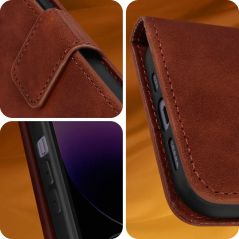 Housse Etui Folio Série Smart Velvet pour Apple iPhone 12, iPhone 12 Pro - Marron