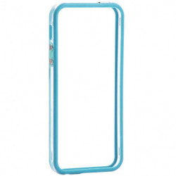 Bumper bicolore avec Boutons Argentés pour Apple iPhone 5/5S/SE - Transparent et Bleu Clair