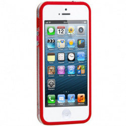 Bumper bicolore avec Boutons Argentés pour Apple iPhone 5/5S/SE - Transparent et Rouge