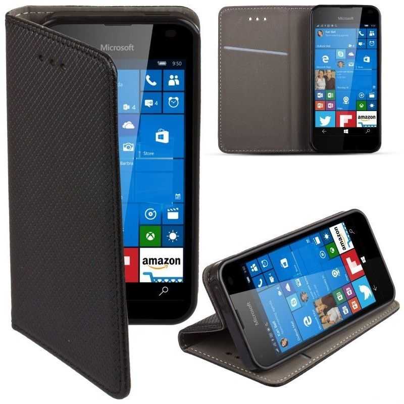 Housse Etui Folio Série Smart Magnet pour Microsoft Lumia 550 - Noir