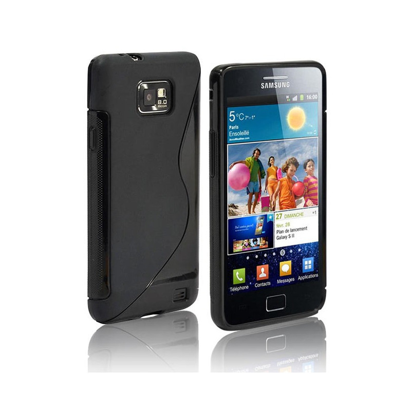 Coque Semi-Rigide en TPU - Design S-Case pour Samsung Galaxy S2 - Noir