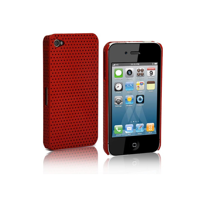 Coque Rigide Perforée pour Apple iPhone 4/4S - Rouge