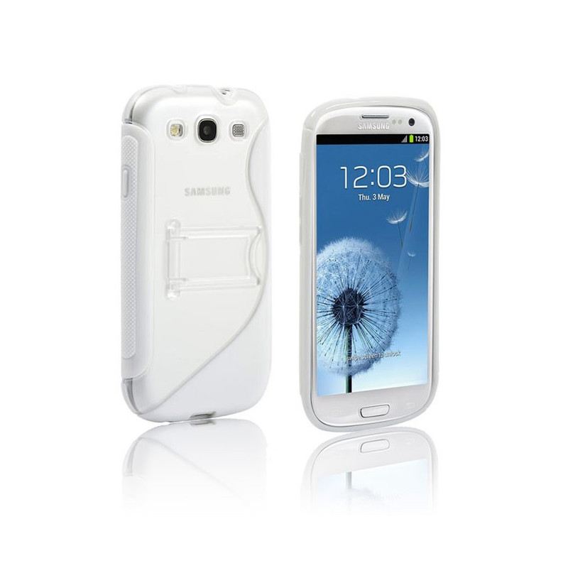 Coque Semi-Rigide en TPU - Design S-Case pour Samsung Galaxy S3 - Blanc et Transparent