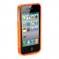 Coque Semi-Rigide en TPU - Design S-Case pour Apple iPhone 4/4S - Orange et Transparent