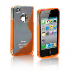 Coque Semi-Rigide en TPU - Design S-Case pour Apple iPhone 4/4S - Orange et Transparent