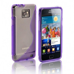 Coque Semi-Rigide en TPU - Design S-Case pour Samsung Galaxy S2 - Violet et Transparent