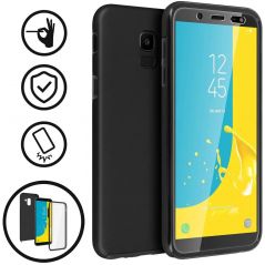 Coque Intégrale Avant Transparent et Arrière Rigide Noir pour Samsung Galaxy J6