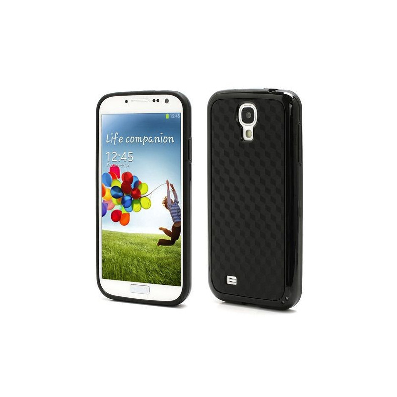 Coque Semi-Rigide - Motif 3D pour Samsung Galaxy S4 - Dos Noir - Contour Noir