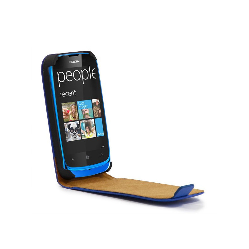 Housse Étui Ultra-Fin à Rabat avec fermeture magnétique pour Nokia Lumia 610 - Bleu