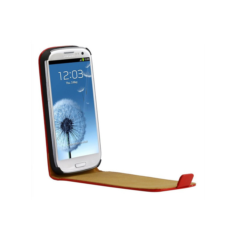 Housse Étui Ultra-Fin à Rabat avec fermeture magnétique pour Samsung Galaxy S3 - Rouge