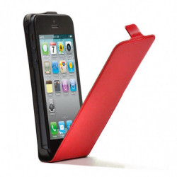 Housse Étui Premium Ultra-Fin à Rabat avec fermeture magnétique pour Apple iPhone 5/5S/SE - Rouge