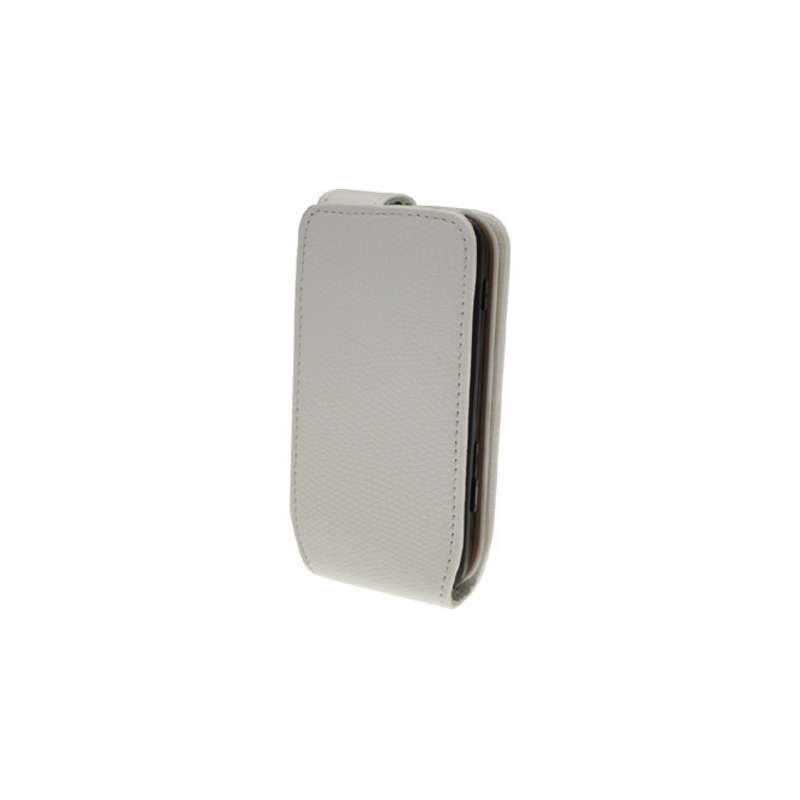Housse Étui rigide à Rabat avec Languette aimantée pour Samsung F480 Player Style - Blanc - Effet Croco