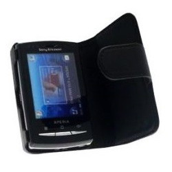 Housse Étui rigide à Rabat avec Languette aimantée - Ouverture Latérale pour Sony Ericsson Xperia X10 mini pro - Noir