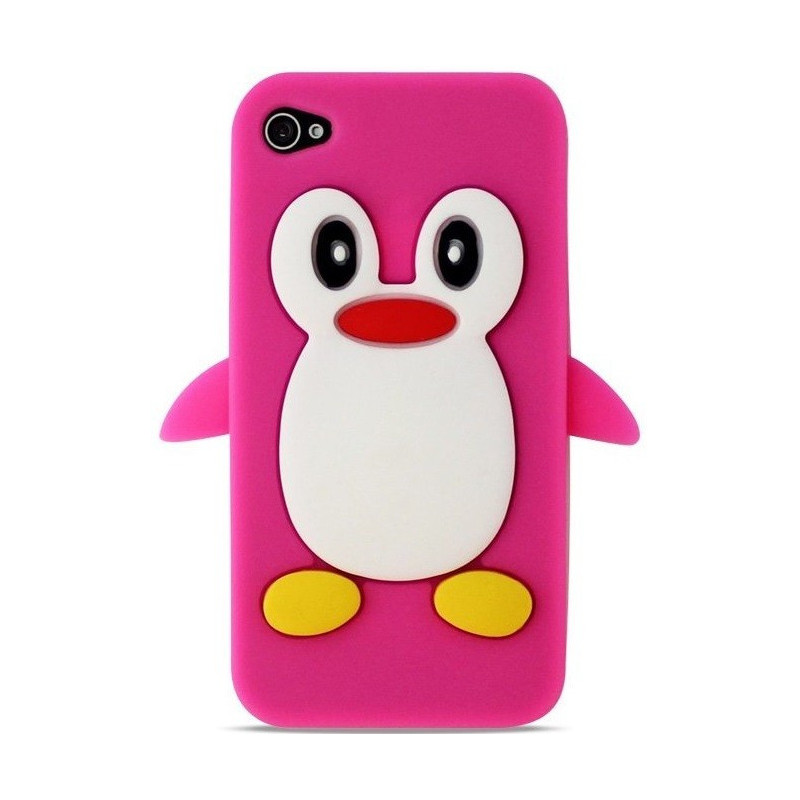Coque Souple Motif Pingouin en silicone pour Apple iPhone 4/4S - Rose